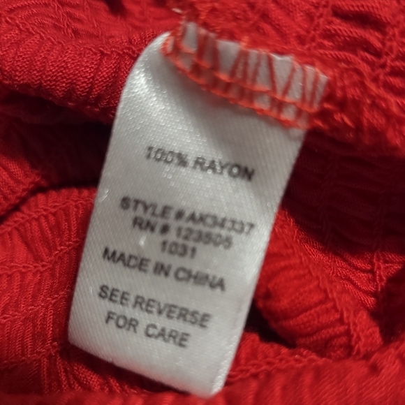 Heart Hips Red Smocked Crop Tank Top with multi color stitching - Picture 6 of 7